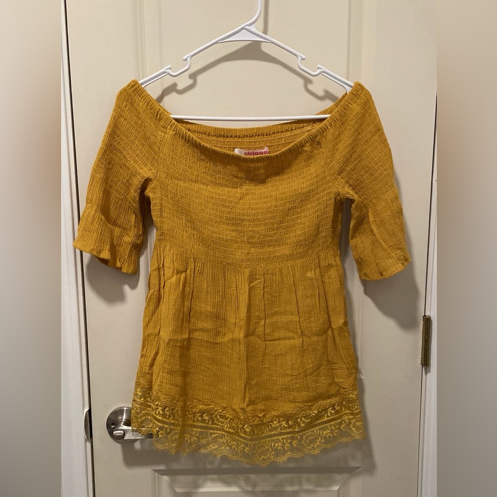 Yellow Smocked Ruffled Tunic